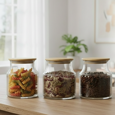 3-Pcs 800ml Home Made Glass Jars Set with Airight Lids (2263) by Limon