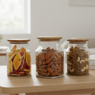 3-Pcs 1000ml Home Made Glass Jars Set with Airight Lids (2262) by Limon