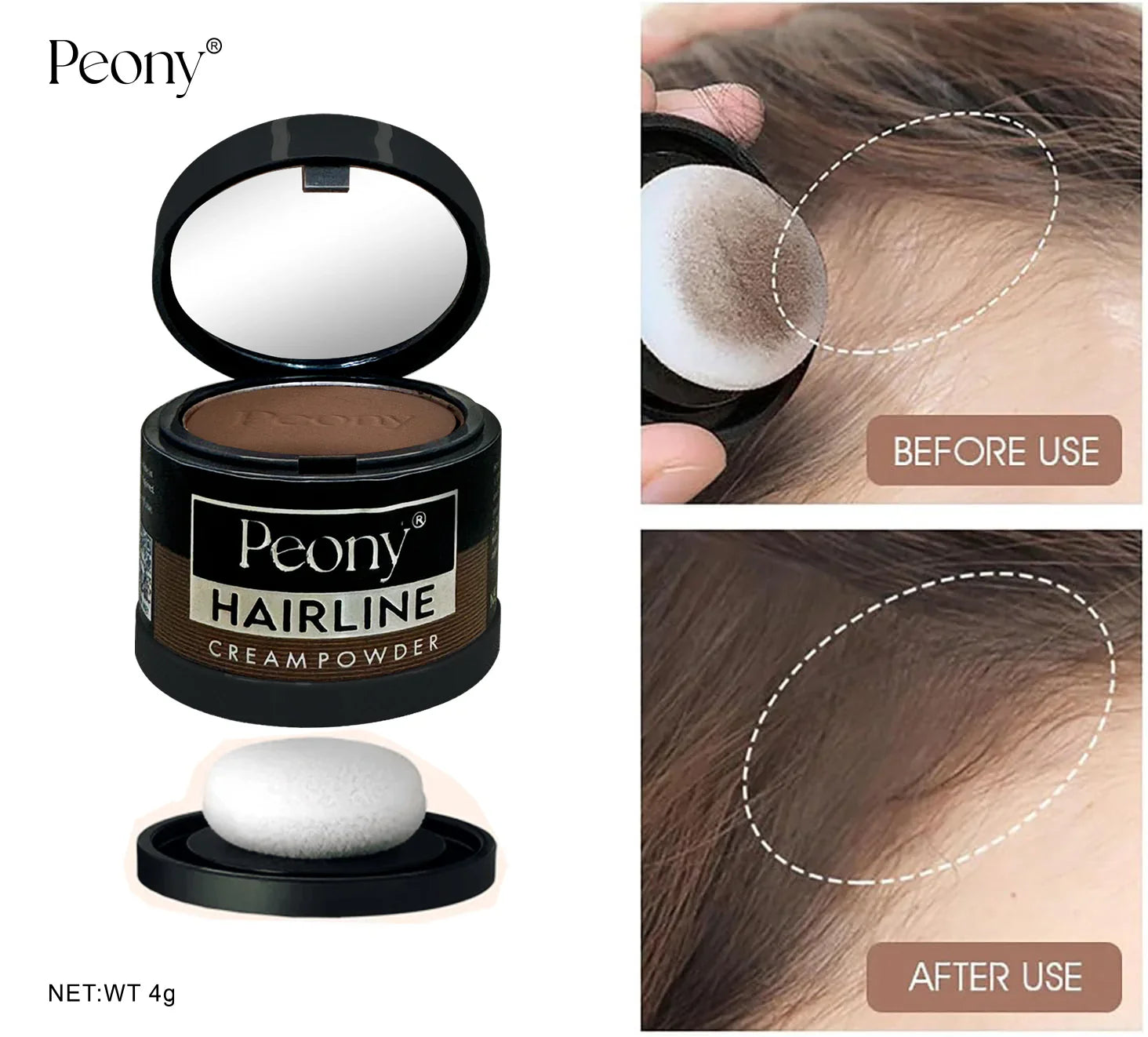 Peony 2in1 Hairline Cream Powder with 3 Extra Eyebrow Stencils