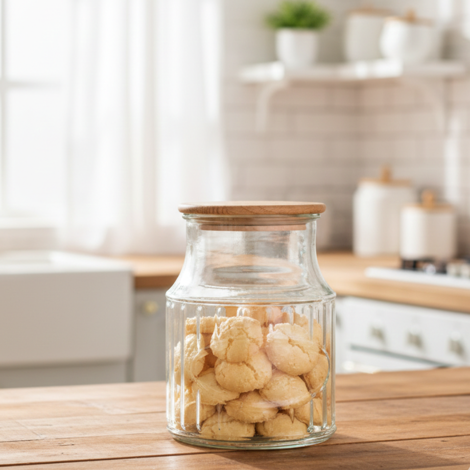 3-Pcs 1000ml Home Made Glass Jars Set with Airight Lids (2262) by Limon