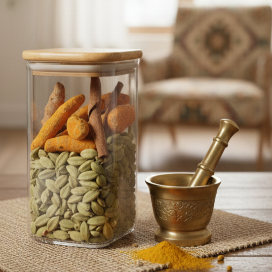 500ml Square Food Storage Jar with Wooden Lid (2197) by Limon