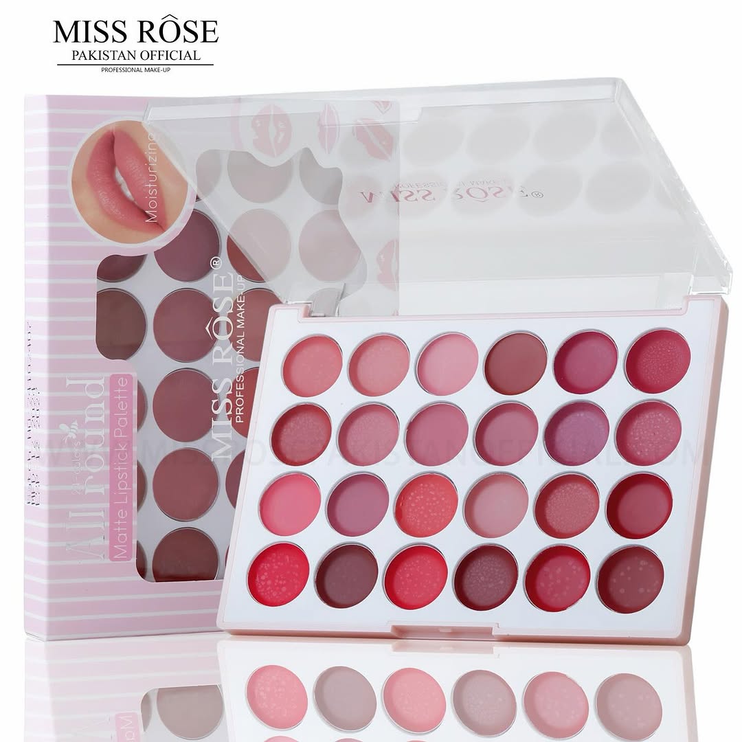 Miss Rose 24-Color All-Round Matte Moisturizing Lipstick Palette